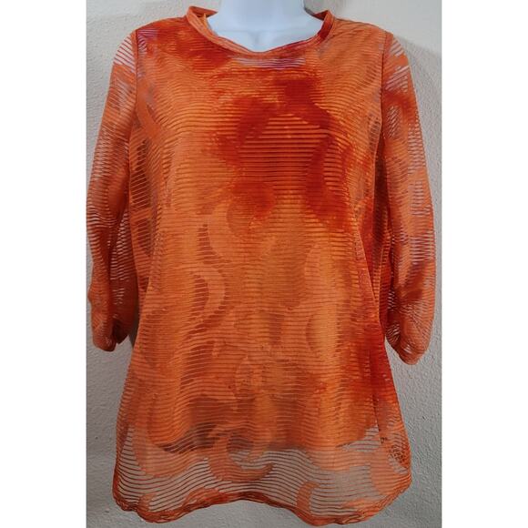 Erin London Orange Overshirt & Tank 2 Piece Top Small Lightweight Round Neck - Picture 1 of 6